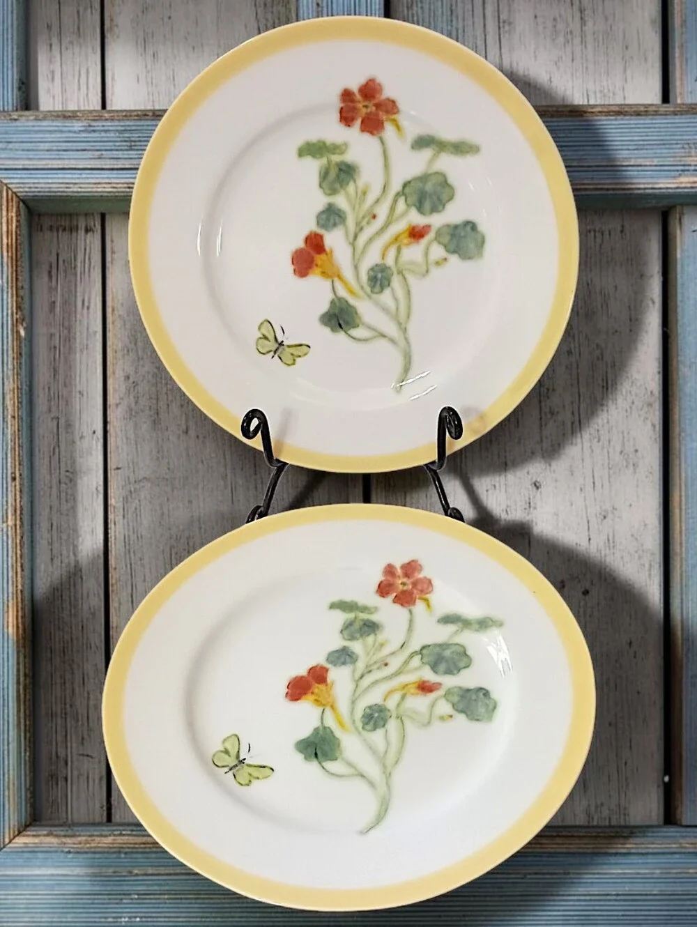 2 Williams Sonoma Flowering Herbs Salad Plates Purple Herb Flowers Nasturtium
